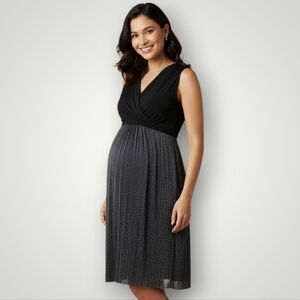 M Maternity Sparkly Party Thyme Dress Black Silver